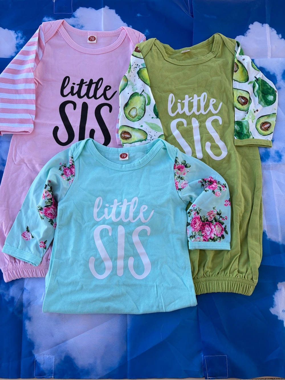 Baby girl pajamas, little sister, striped, long sleeve Size 6/12 Months